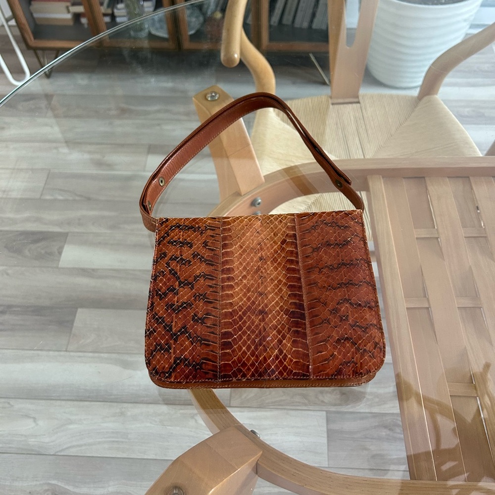 Vintage Snake Skin Leather Handbag - Picture 4 of 12